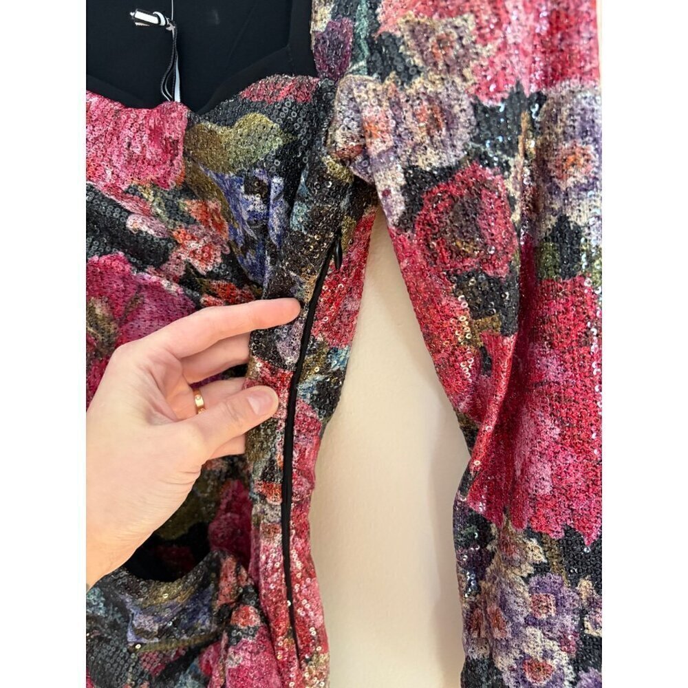 CHIARA BONI La Petite Robe NWT  Cesarima Floral Sequined Midi Dress Size 2 - Picture 11 of 17